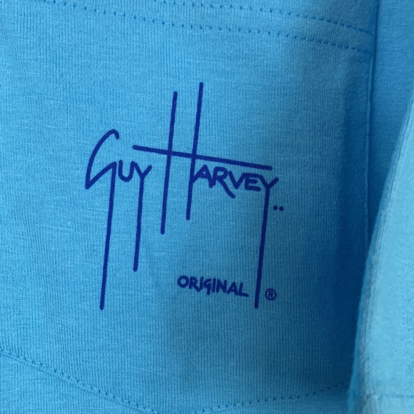 Guy Harvey Original light blue short sleeved tee shirt size large with pocket - Picture 4 of 6